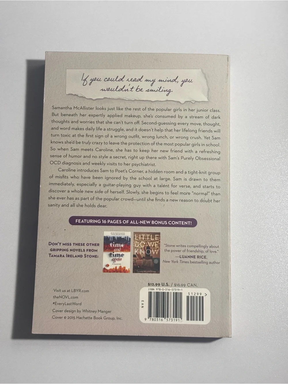 Every Last Word by Tamara Ireland Stone - Cream & Purple Paperback
